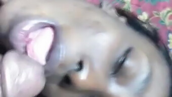 Wanita Matang Kecil Dengan Tato Memberikan Blowjob.